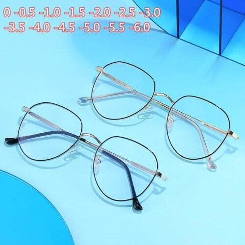 Metal Irregular Polygon Myopia Eyeglasses Women Men Prescription Spectacles Eyewear -0.5 -0.75 -1 -1.25 -1.5 -2 -2.5 -3 -3.5 -4