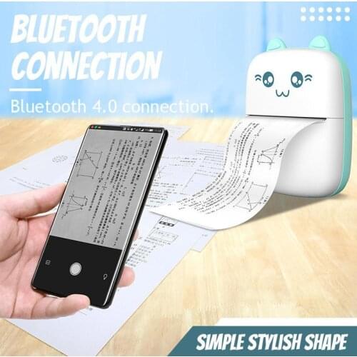 Mini Pocket Thermal Bluetooth Printer Portable Label Photo Sticker Print Tool Cute Cat Styling Wireless Android IOS Printer
