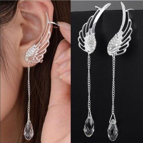 ZRM Fashion Earring Angel Wings Tassel Earring With White Bead Pendant Earrings Feather Shape Earring For Women Girl