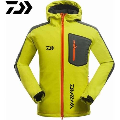 Daiwa 2021 Men Winter Autumn Fleece Soft Shell Jacket Camping Sports Coat Outdoor Ski Waterproof Climbing Hiking Fishing Jacket