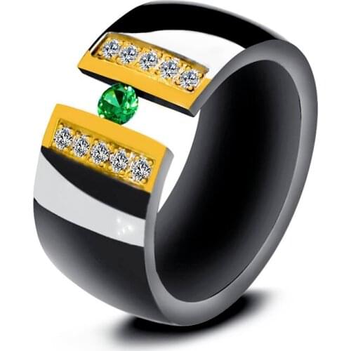 CHIMDOU Mens Vintage Stainless Steel Rings Green Stone Metal Rock Punk Style Gothic Biker Man Jewelry