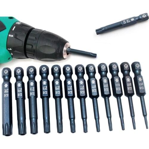 Electric 50/100mm Long 1/4 Inch Hex Shank Magnetic Torx Screwdriver Bits Set