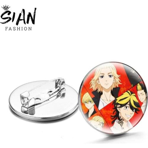 New Trendy Anime Tokyo Revengers Brooches Cartoon Pattern Collection Handmade Glass Badges Jackets Schoolbag Lapel Pins Souvenir