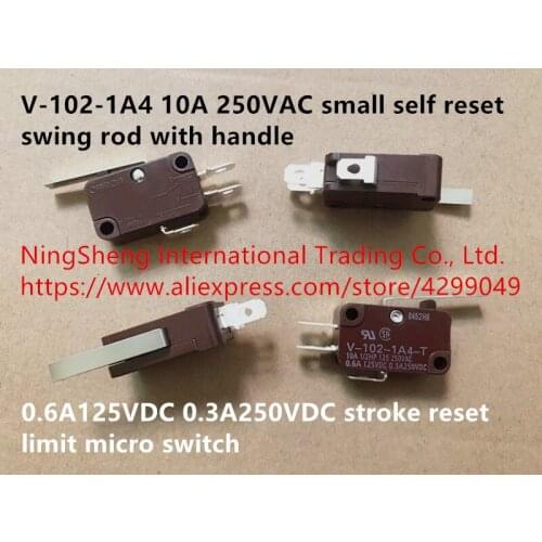 Original new 100% V-102-1A4 10A 250VAC small self reset swing rod with handle stroke reset limit micro switch