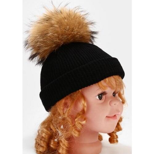 Autumn Winter Hat Children Warm Knitted Beanies Brimless Hat Girls Boys Fur Ball Beanie For Baby Soft Pompom Skullies Trendy Hat