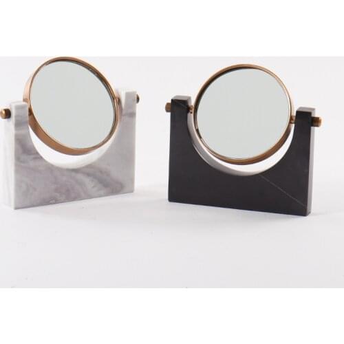 Simple Marble Base Round Mirror Home Decoration Decoration Model Bedroom Dressing Table Mirror Decoration