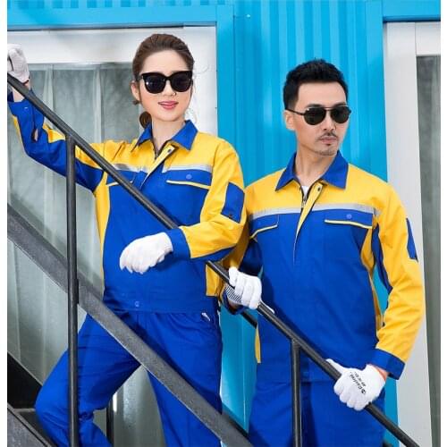 Work clothing summer wear resistant clothes set male/female Factory auto car repair uniform Long-sleeve overalls workshop suit