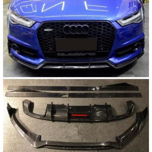 REAL CARBON FIBER Front Rear Bumper Lip Spoiler Trunk Diffuser Side Body Skirt For Audi A6 S6 SLINE C7.5 2016 2017 2018
