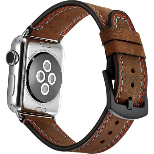 Genuine Leather Retro Watch Strap Watchband Bands 38mm 40mm Bracelet Replacement for Apple Watches Men Watch Belts 42mm 44mm