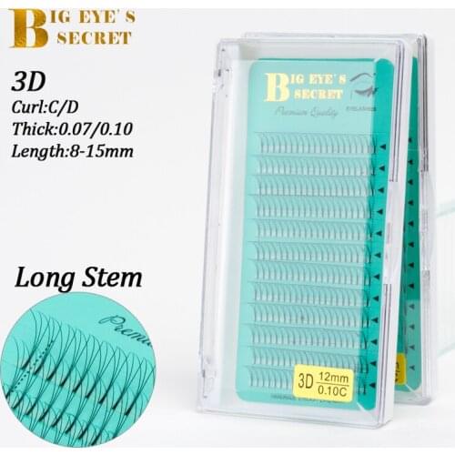 Big eyes secret 3D Russian Volume Eyelashes Extension long Stem Big blossom Premade Fans Lash Eyelash Individual Extension