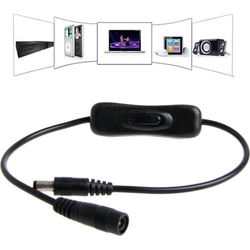 DC In-Line Power Plug 5.5x2.1mm Male to female Extension Cable cord with switch On/Off N