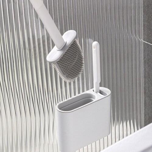 Silicone Cleaning Toilet Brush Set Creative Wall Mounted Toilet Brush Holder Household Escobilla Wc Bathroom Products DF50MTS