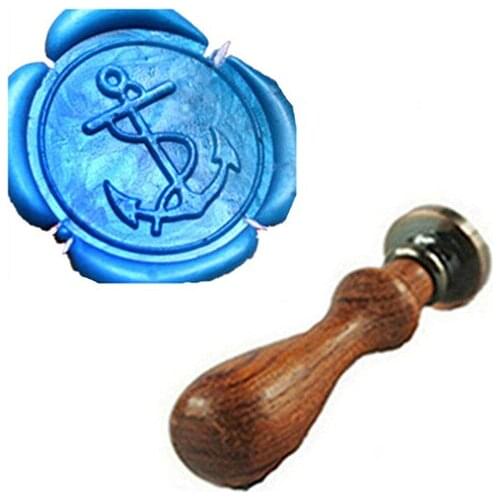 Vintage Fancy Anchors Custom Picture Logo Wedding Invitation Wax Seal Sealing Stamp Rosewood Handle Set Kit