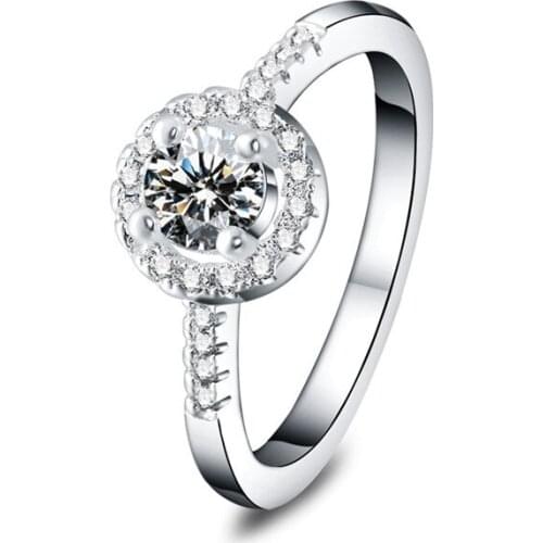 High Quality AAA Cubic Zirconia 925 Sterling Silver Jewelry Classic Engagement Ring for Women Gift