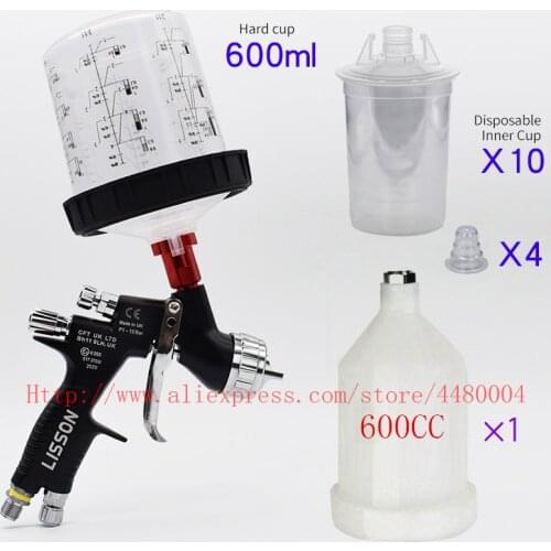 High quality manual spray gun hvlp gti pro lite gravity spray gun airbrush 1.3mm 600CC paint mixing cup pps pot air spray gun