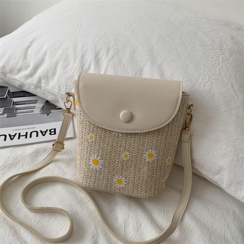 Women Beach Bag Woven Crossbody Bags Bucket Bag Bohemian Shoulder Bag