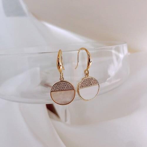 Womens Fashion Earrings Geometric Round Dangle Earrings Simple Rhinestone Earrings Girly Jewelry Accessories for Women