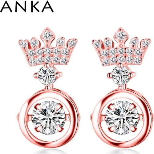 ANKA Crown Cubic Zircon Drop Earrings Piercing Cubic Zircon Jewelry For Party For Women #134052