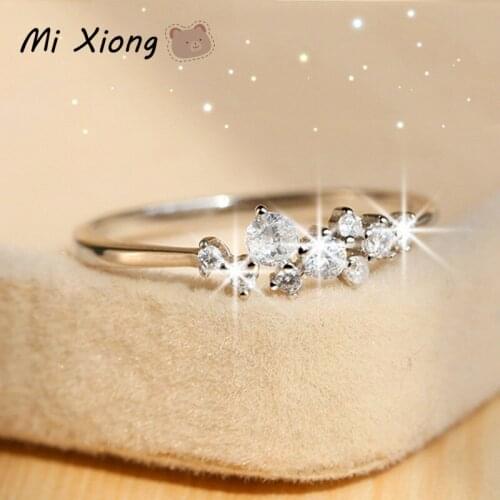 Mi Xiong Real 925 Sterling Silver Rings for Women Exquisite Unique Diamond Wedding Elegant Light Luxury Charm Cute Brand Jewelry