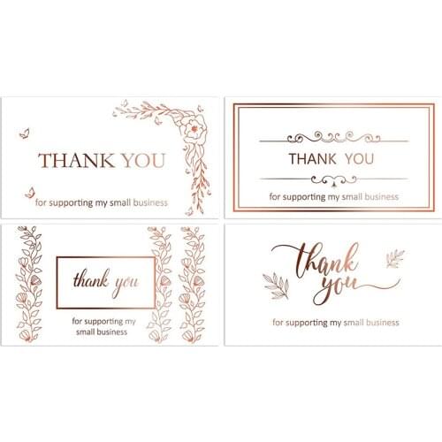 10-50Pcs Mini Gold Embossed Thank You Card Valentine Happy Birthday Christmas Party Wedding Invitation Letter Greeting Cards