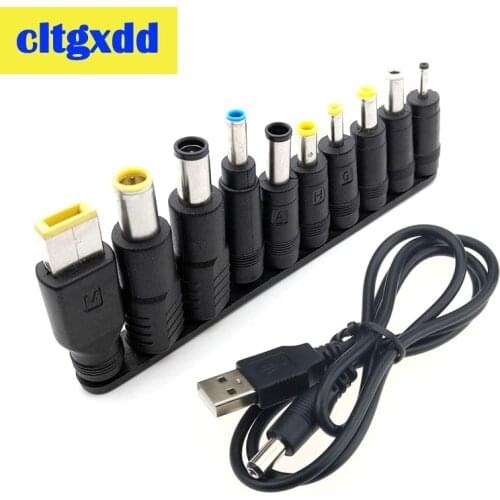 10Pcs/Set Universal for Notebook Laptop DC Power Charger Supply Adapter Charging Connector DC 5.5*2.1mm Female Jack to male Plug