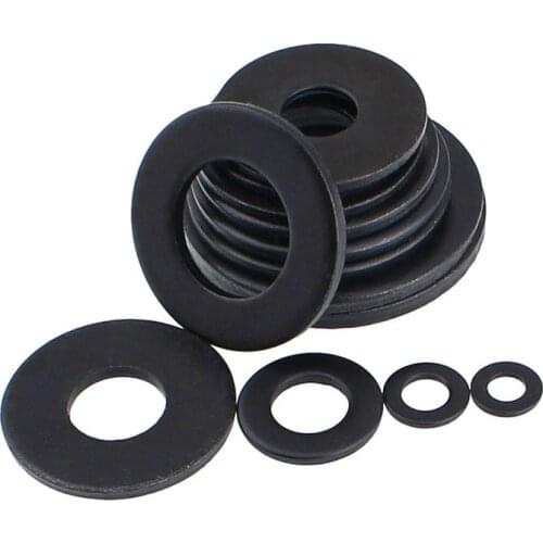 20-100Pcs DIN125 ISO7089 M2 M2.5 M3 M4 M5 M6 M8 M10 Carbon Steel Flat Machine Washer Plain Black Washer Furniture Gaskets
