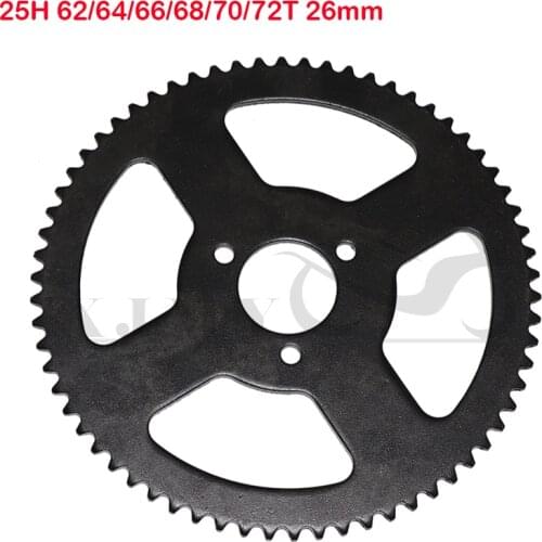 25H 62T 64T 66T 68T 70T 72T 26mm 2 stroke mini ATV rear chain sprocket suitable for 47cc 49cc pocket bicycle scooter