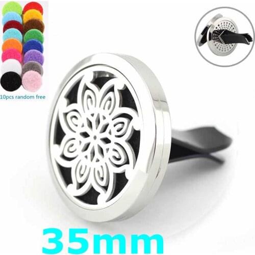 35mm Car Diffuser Locket 316L Stainless Steel Car Aroma Locket Essential Oil Car Diffuser Lockets 10pcs Free Pads as Gift