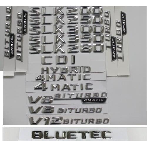 3D Chrome Letters For Mercedes Benz SLK180 SLK200 SLK220 SLK230 SLK250 SLK280 SLK300 SLK320 SLK350 4MATIC CDI BLUETEC Emblems