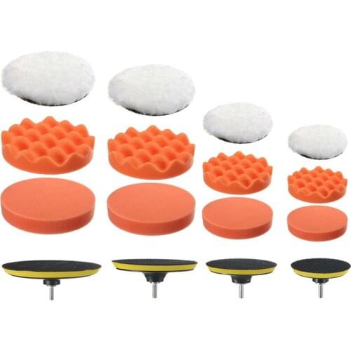 5inch 5Pcs/set Buffing Polishing Sponge Pad Backer Pad Kit 1 Suction Cup + 1 Wool Felt + 2 Orange Sponge Pads + Screws