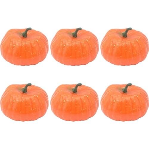 6PCS Artificial Pumpkins Foam Decorative Faux Vegetable Simulation Pumpkins Fall Harvest Artificial Mini Pumpkin Decor Props