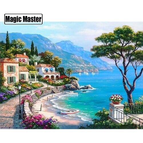 Diamond Painting Scenic Diamond Embroidery Sale Landscape Full Picture of Rhinestones Mediterranean Sea Mosaic