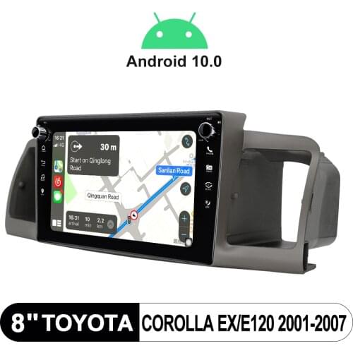 8” Car Radio With Display Android10 Car Multimedia Player Autoradio Reverse Camera WiFi DVR For Toyota Corolla EX/E120 2001-2007
