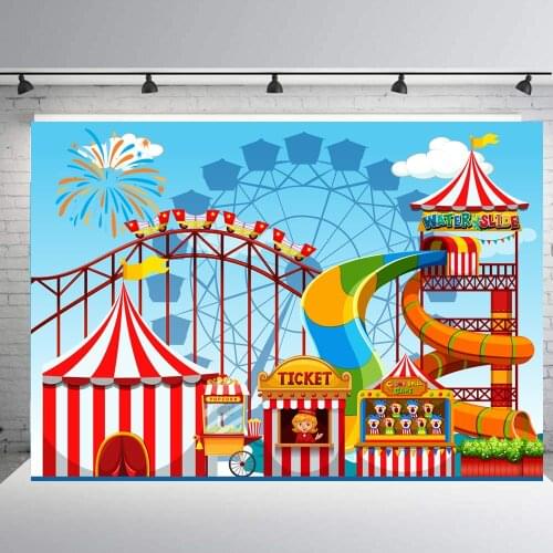 BIEPOTO Red Circus Tent Carnival Photography Backdrops Kids Birthday Party Photo Background Baby Cake Table Decor Banner studio