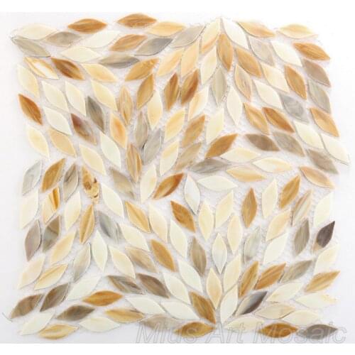 Decorative Tile Leaf Shape Stained Glass Mosaic for Bathroom Backsplash