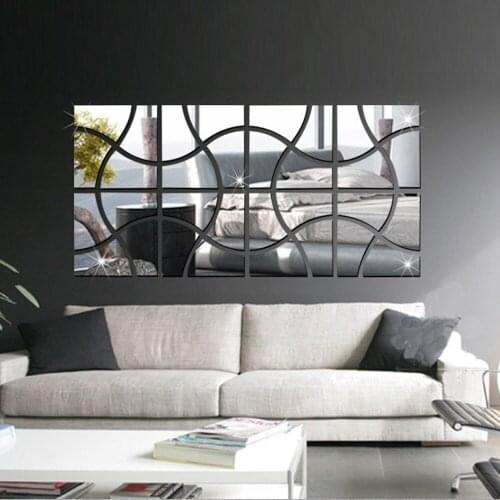 Funlife Mirror background decals geometric jigsaw puzzle entrance hall bathroom three dimensional mirror paste MS361305