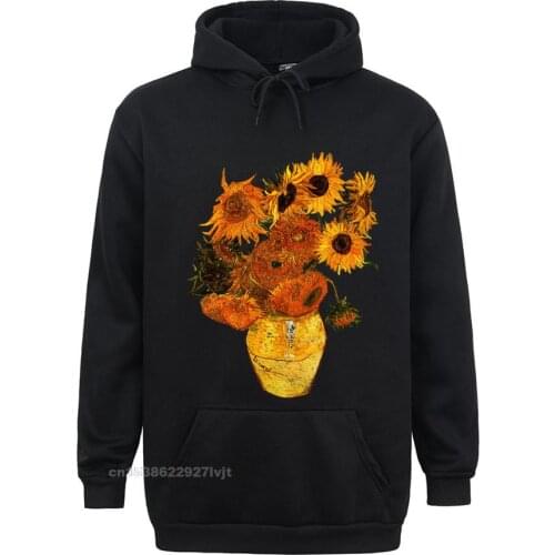 Van Gogh Sunflowers Tee Vintage Yellow Flowers Art Painting Pullover Hoodie Printed On Tops Hoodie Cotton Boy Hoodie