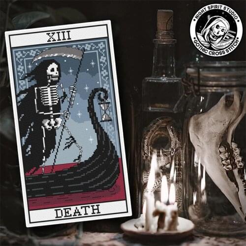 Customized Embroidery The Death Card Instructions for Counted Cross Stitch with 100% Cotton Floss & Free Shipping for Home Decor