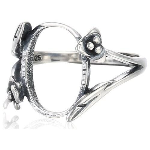 Ring Setting for 9x13mm Oval Cabochons Antique Style Ring Blank Thai Sterling Silver Adjustable Ring Base SR0303