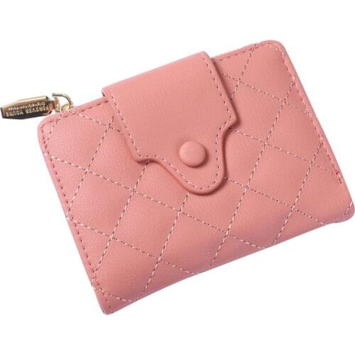 Korean trend womens leather wallet Short purses for women coins and cards Simple Students Wallets Zipper Brand kawaii wallet