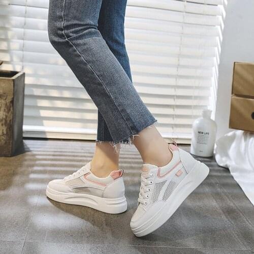 Fashion Women Sneakers Casual Breathable Mesh Fitness Shoes PU Leather Running Shoes Summer Platform Female Sport Shoes