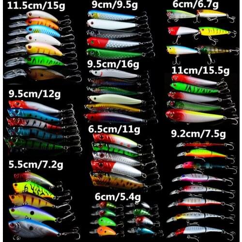 LINGYUE 60pcs/set Mixed 10 Varisized Models Wobblers Fishing lures 60 Colors Bass Crankbait Wobbler Fishing Tackle Wholesale