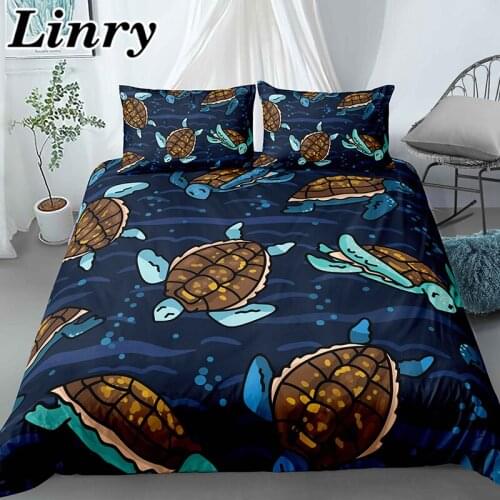 Cute Starfish Sea Turtle Duvet Cover Sets Comforter Covers Queen/King/Single Size Animals Bedding Set Home Decor Textiles