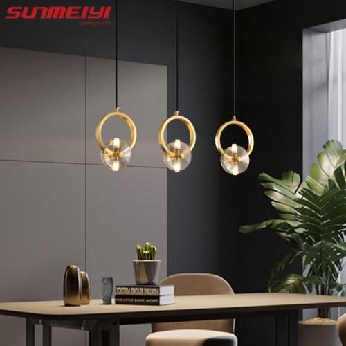 Minimalist Led Pendant Lights Copper Hanging Lamp Crystal Dining room Light Nordic Pendant Lamp For Bedroom Kitchen suspension