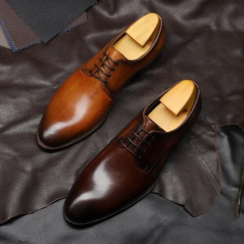 Handmade Mens Oxfords shoes Genuine Calf Leather shoes men Classic Wedding Men Dress Shoes Business Formal Shoes Sapatos