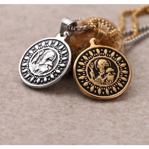 Stainless Steel Golden Vintage Pendant Necklace Hip Hop Metal Women Men Jewelry Fashion Style Drop Shipping