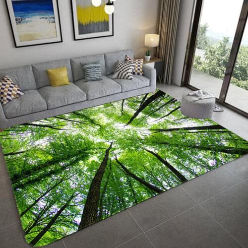 Natural scenery 3D three-dimensional living room carpet green forest waterfall landscape carpet bedroom large bathroom non-slip