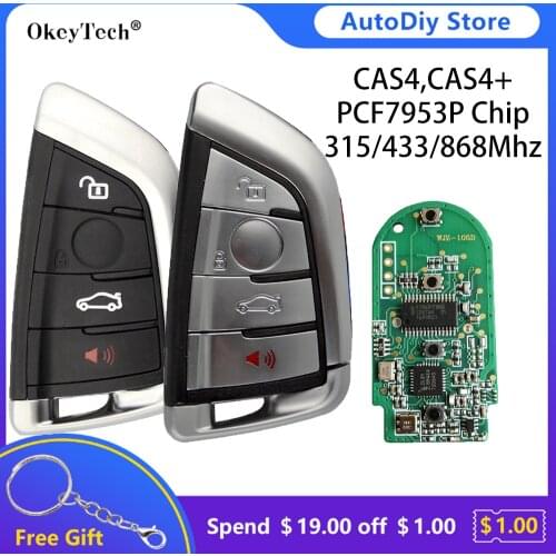 Okeytech FSK 4 Buttons Modify 315/433/868Mhz CAS4 CAS4+ Smart Card Remote Key For BMW F FEM 5 7 Series X5 X6 PCF7953 Chip Sliver