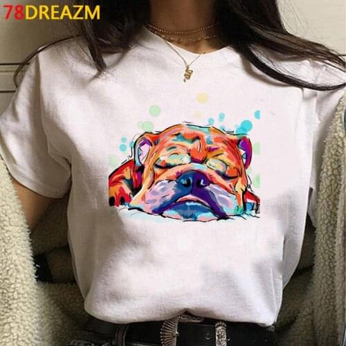 French Bulldog t-shirt female plus size ulzzang couple clothes white t shirt graphic tees women clothes tshirt streetwear