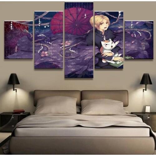 Canvas Hd Printed Poster Home Decor 5 Pieces Natsume Friends Account Painting Wall Art Anime Pictures Kid Room Framed Modular